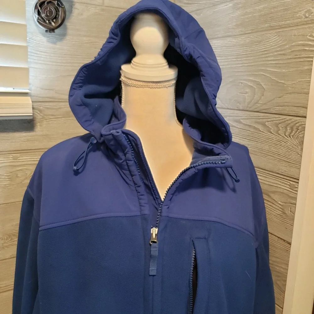 Duluth Trading Co Blue Full Zip Fleece Hoodie Reinforced Work Jacket Mens XL